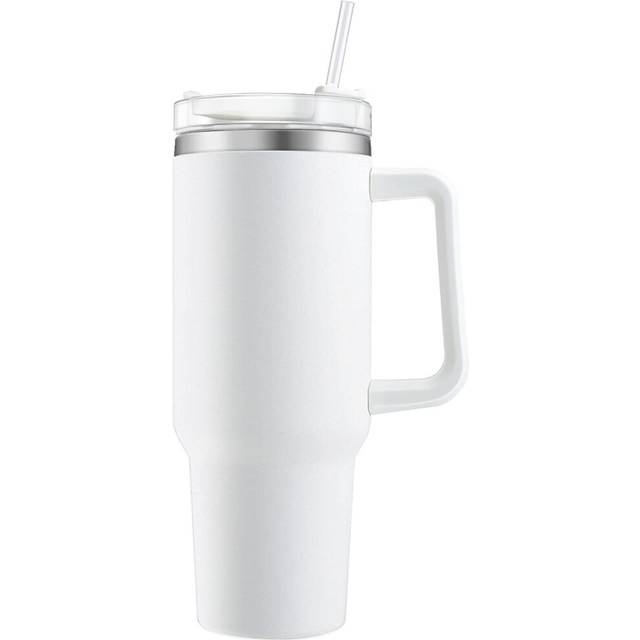 40oz Travel Mug Double Wall Vacuum Insulated Stainless Steel Coffee Mug with Straw and Lid, Thermos Cup Keeps Drinks Hot or Cold Curry White 1pc