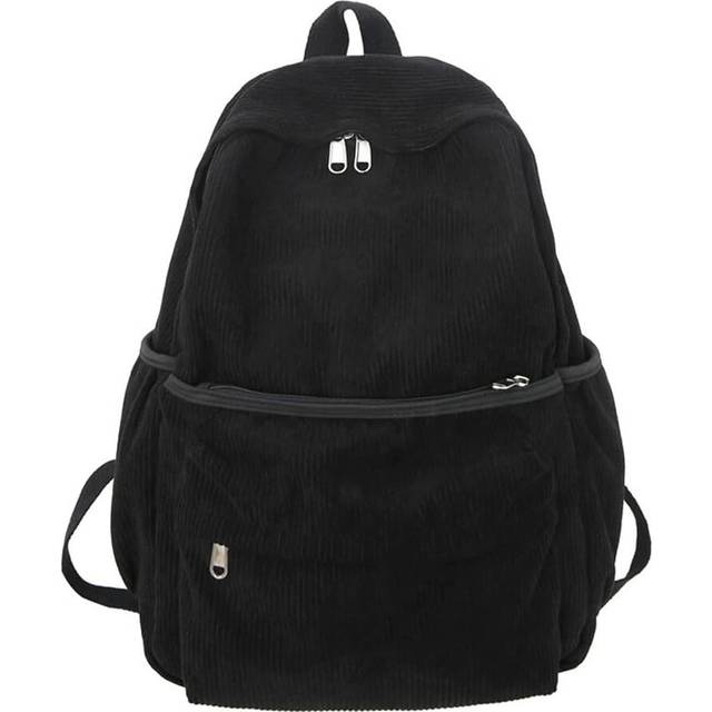 Corduroy Backpack Cute Backpack Women Laptop Bag Men Casual Backpack Travel Backpack Black