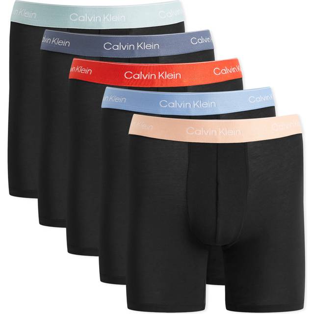 Calvin Klein Men's 5-Pack Icon Cotton Stretch Boxer Briefs, Black With Multi Coloured Waistbands - Size: 32/33/32