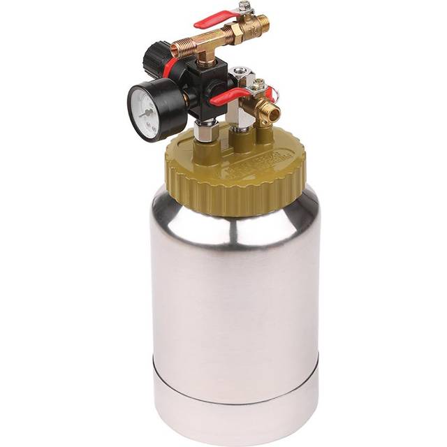 2L Pressure Pot Tank with Air Spray Gun and Regulator for Natural Stone Sprayer Putty Sprayer Paint silver