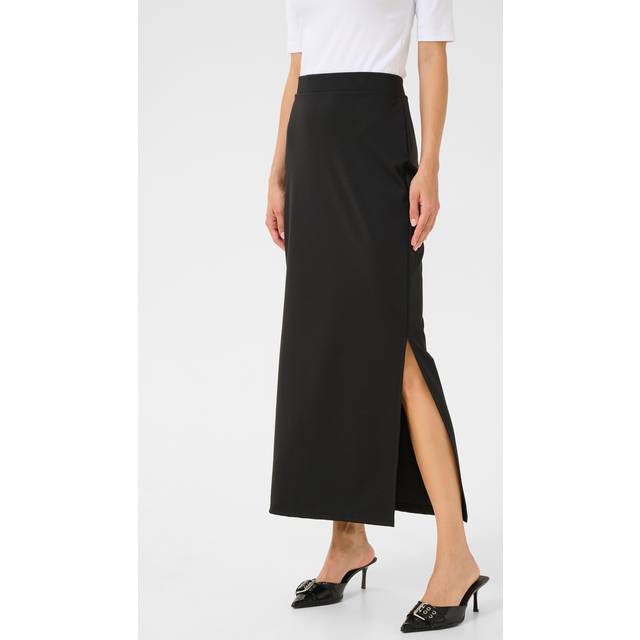 Kaffe Jenny Pull On Maxi Skirt With Side Split Black