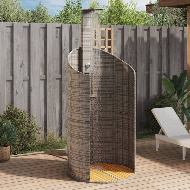 Vidaxl Outdoor Shower Grey 100x100x241.5 Cm Poly Rattan And Acacia Wood