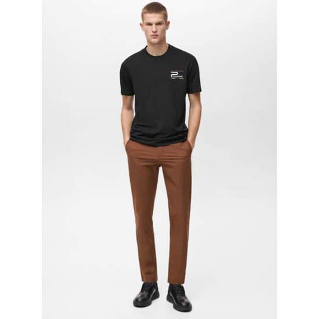 Mango Puglia Regular Fit Crew Neck T-Shirt, Black