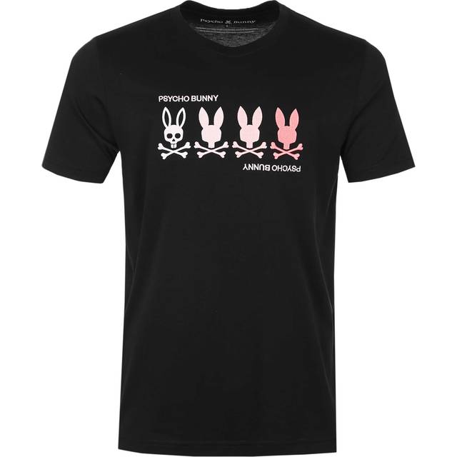 Psycho Bunny Mens Black Oceania Embroidered Graphic T-Shirt - Large
