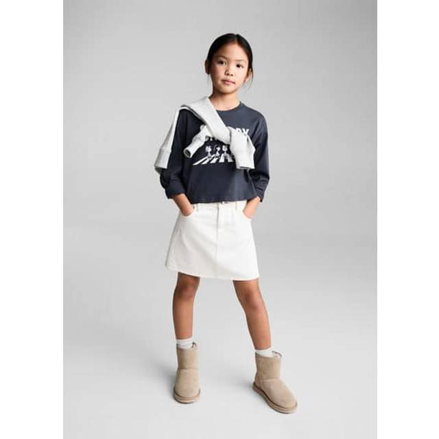 Denim mini-skirt white - Kids - 9 - MANGO KIDS - White