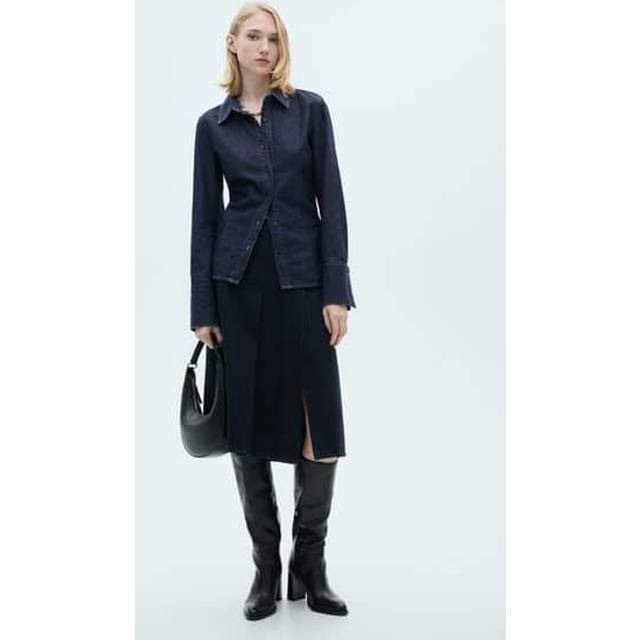 Mango Mara Denim Shirt, Dark Blue