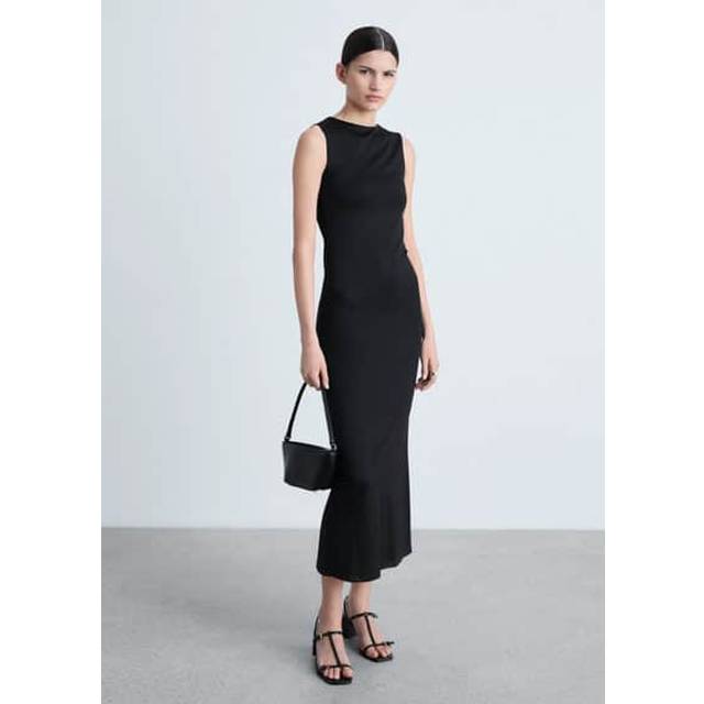 Long dress with back opening black - Woman - 6 - MANGO - Black