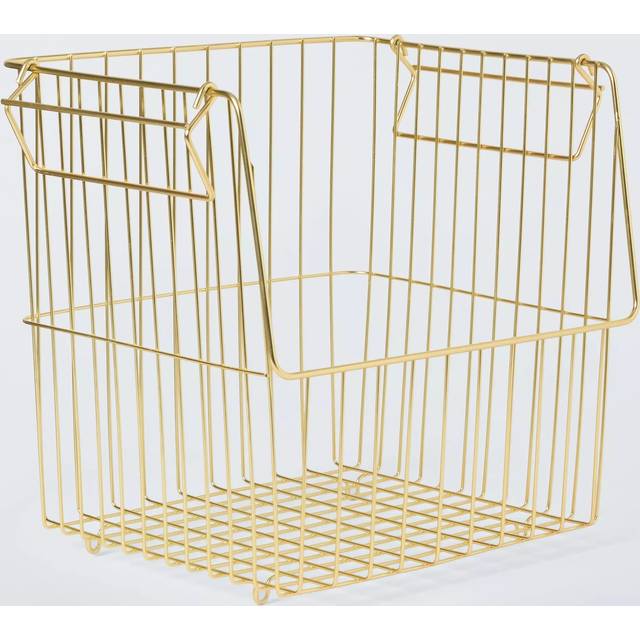 John Lewis Open Front Metal Storage Basket, Gold, Large