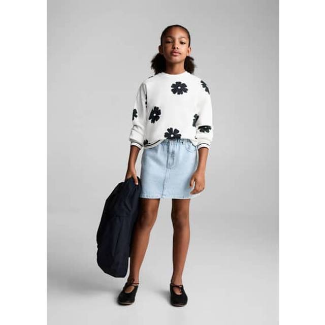 Mango Kids' Cindy Paperbag Denim Skirt, Blue