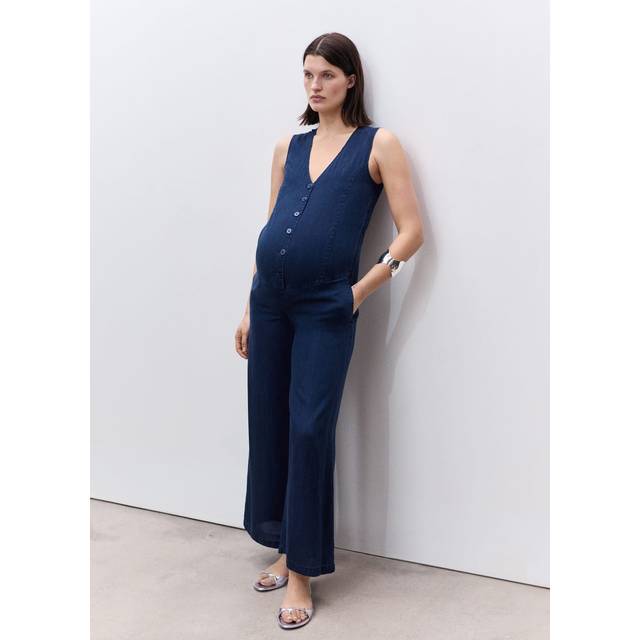 Lyocell maternity jumpsuit dark blue - Woman - M - MANGO - Dark Blue