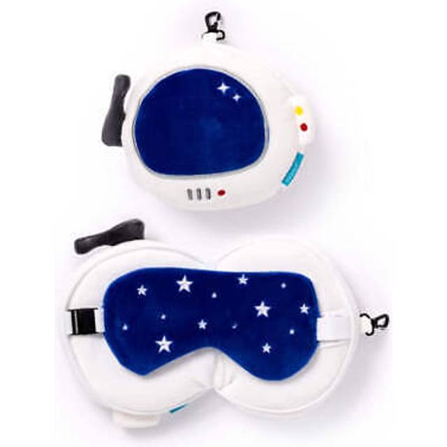 Relaxeazzz Space Cadet Plush Travel Pillow & Eye Mask, White