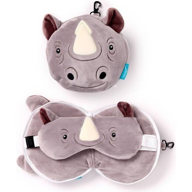 Relaxeazzz Rhino Plush Travel Pillow & Eye Mask - Nakkepude