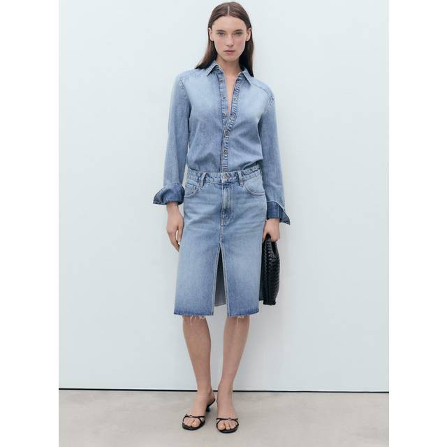 Denim midi-skirt medium blue - Woman - XXS - MANGO - Medium Blue