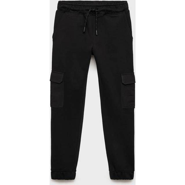 Mango Kids' Elasticated Drawstring Cargo Joggers, Black