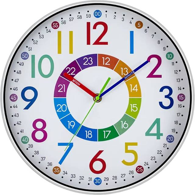 12 Inch Digital Clock Mute Home Bedroom Living Room Wall Punch-Free Battery Powered Electronic Color