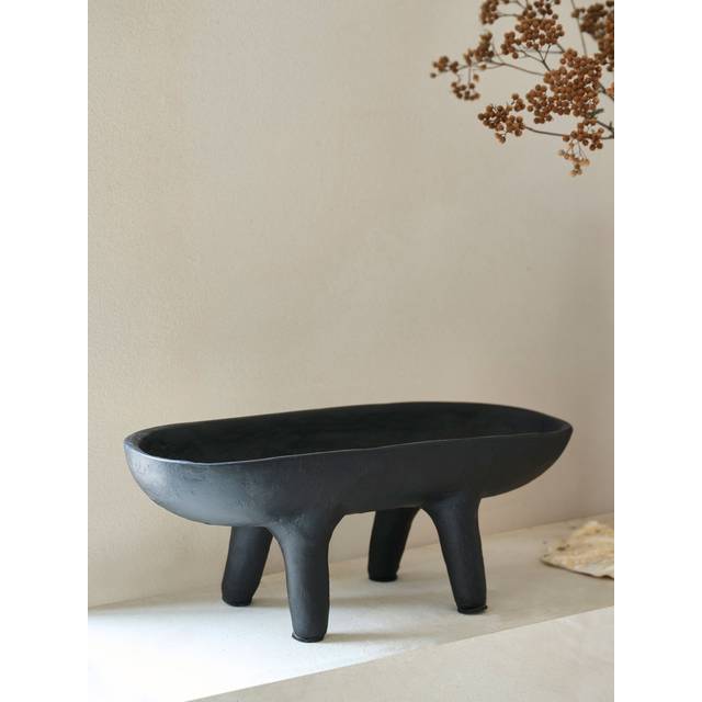 Papier Mache Footed Bowl Black