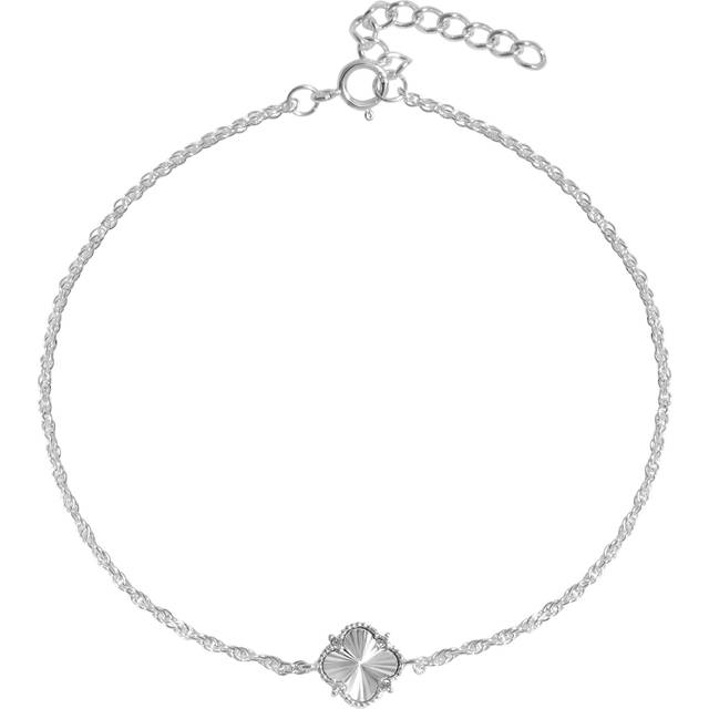 Simply Silver Cubic Zirconia Clover Bracelet, Silver