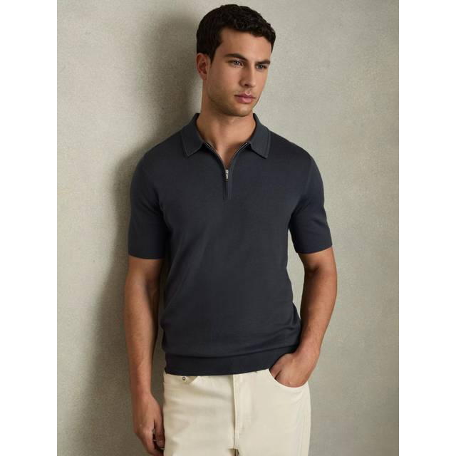 Reiss Maxwell Merino Zip Neck Polo Shirt