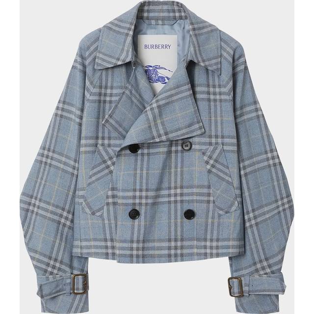 Check Double-Breasted Short Trench Coat - GALE IP CHECK - 8