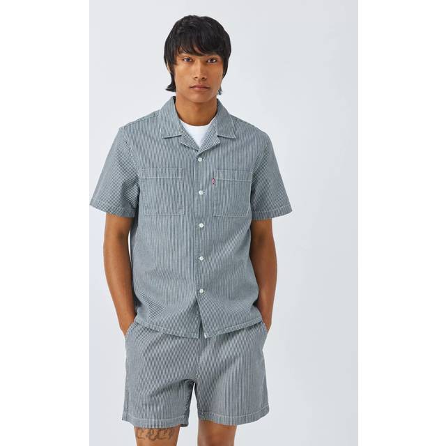 Levi's Cotton Regular Fit Stripe Camp Collar Shirt, Blue/Multi
