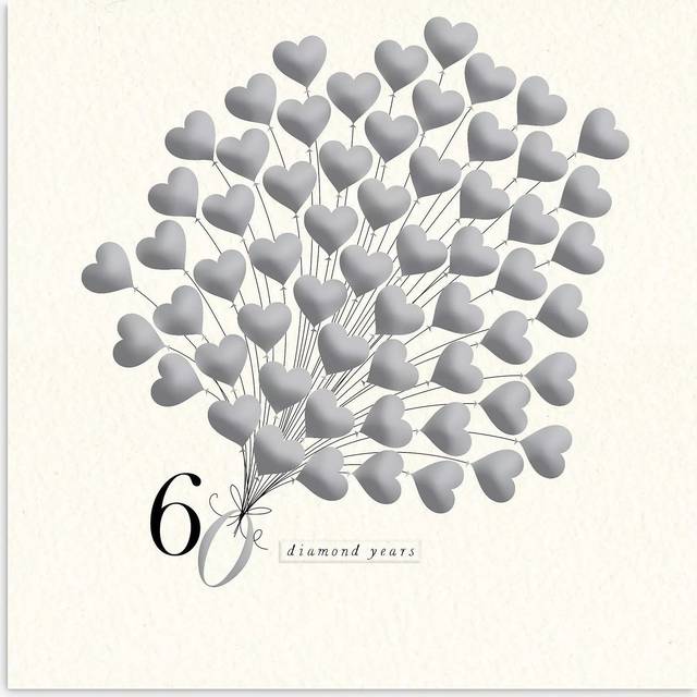 Woodmansterne Heart Balloons 60th Anniversary Card