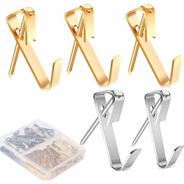 Cyslmuk - 80 Pieces Picture Hanger, Picture Hanger, Picture Hook, Wall Hook, Picture Hanger, Frame Fixing Hook For Photo Frame.(Gold-40/Silver-40)