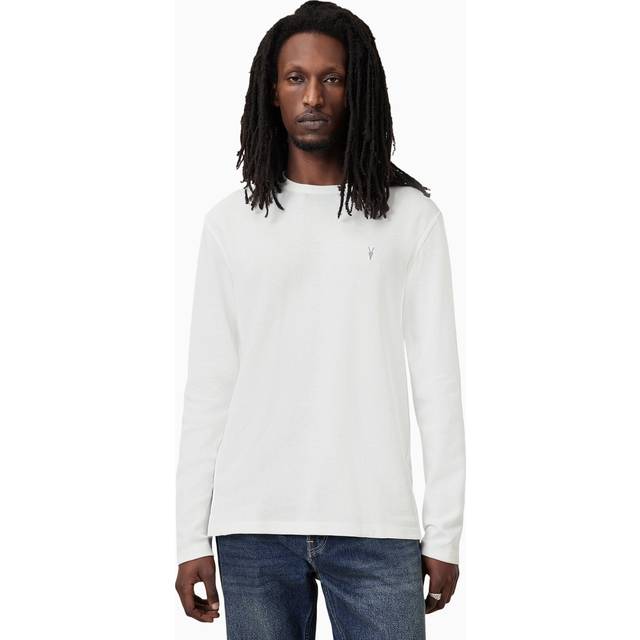 Ellis Long-Sleeve T-Shirt - Chalk White - Founded in London in 1994, AllSaints has been crafting iconic leather pieces for decades. As well as statement jackets, biker boots, and accessories, the brand’s everyday items offer a dose of attitude with distressed detailing, daring prints and the signature Ramskull logo.