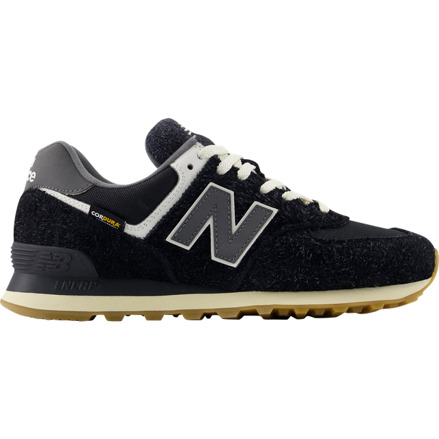 New Balance Unisex 574 in Black/Green Suede/Mesh, size 7.5