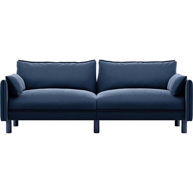 Cozmo Cozy 3 Seater Sofa, Blue Velvet Blue Piping