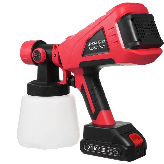Paint Sprayer 600W Electric Spray Paint Machine with 3 Patterns 1000ml Container Paint Sprayers for EU Plug & 1 Battery red