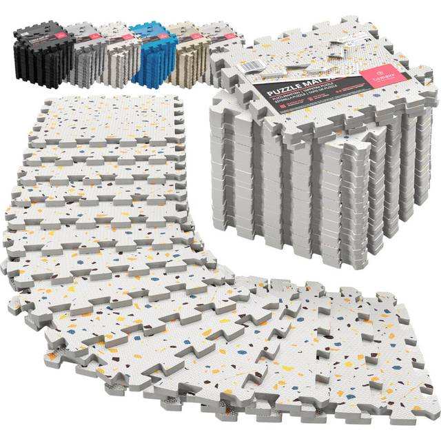 Interlocking Soft Foam Floor Mat - 18 Pieces Protective Gym Flooring Set, Exercise Mats EVA Puzzle Rubber Tiles, Ground Surface Protection Workout