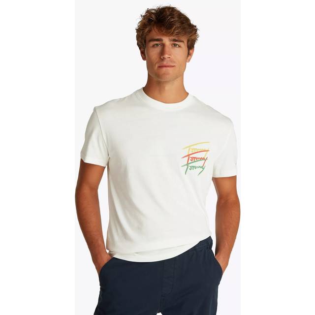 T-shirt Tommy Jeans Regular Twisted Sign Tee White L (L)