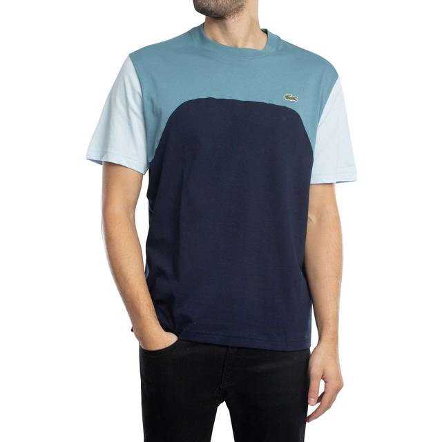 Lacoste Mens Colour-Block T-Shirt - Colour: I0M Navy Blue/Limestone - Size: 5/L - White Blue