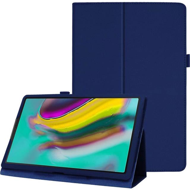 Samsung Galaxy Tab S5e litchi läderfodral - Mörkblå