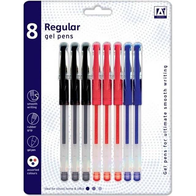A Star Regular Gel Pens (Pack Of 6) - Black/red/blue - one size
