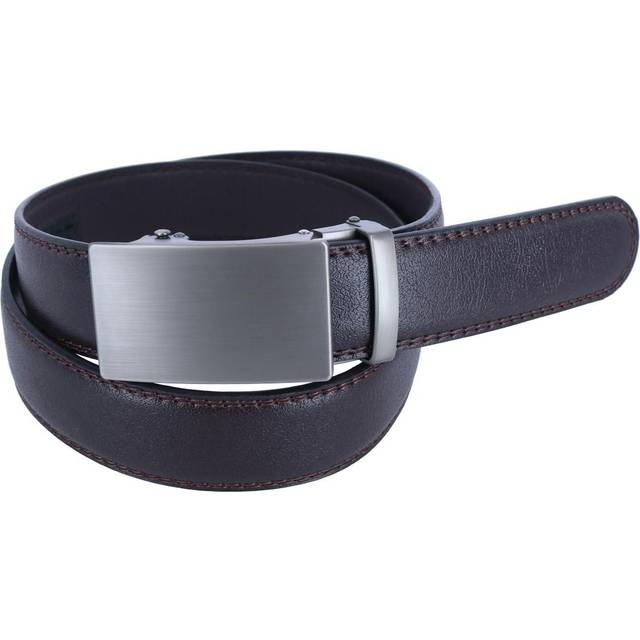 CTM Men&#39;s Sleek Leather Adjustable Ratchet Belt - Dark Brown Medium (Medium)