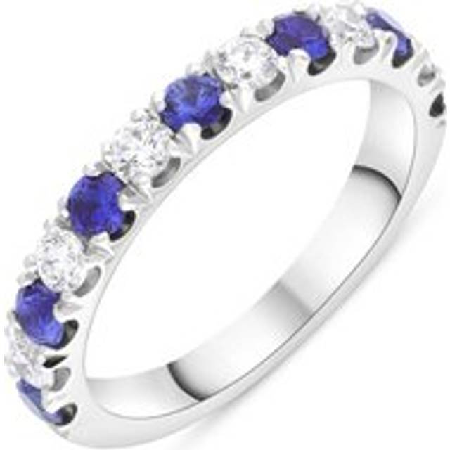 Platinum 0.58ct Sapphire 0.39ct Diamond Castle Set Eternity Ring - M
