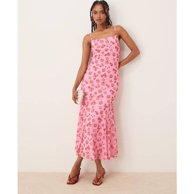 VILA Visine Ankle Strap Dress Pink Yarrow Aop:flower XL