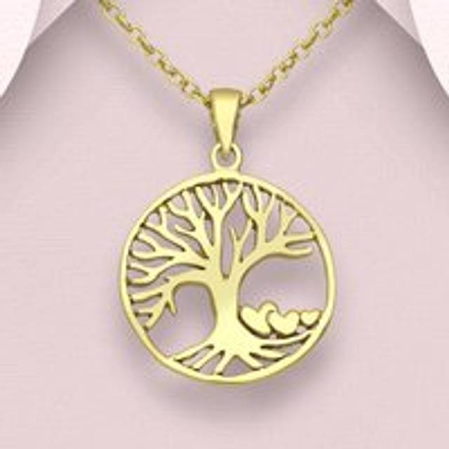 John Greed Tempest Wald Gold Plated Tree of Life & Heart Drops Necklace For Women - gold