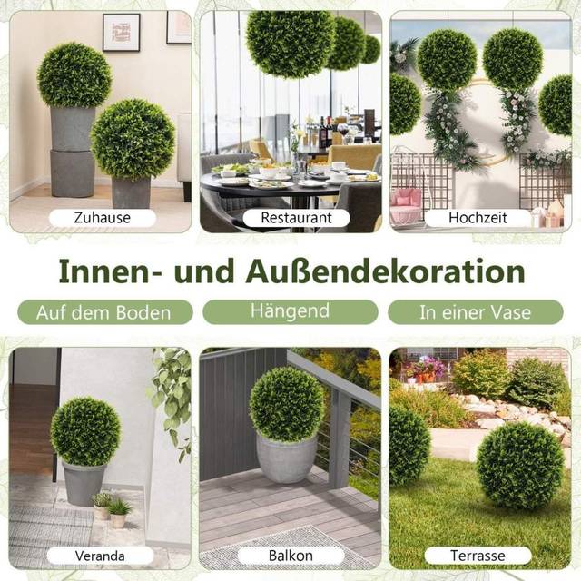 Set med 2 buxbombollar 52 cm buxbomkulor cederträ UV-beständig topiary konstgjord växt grön