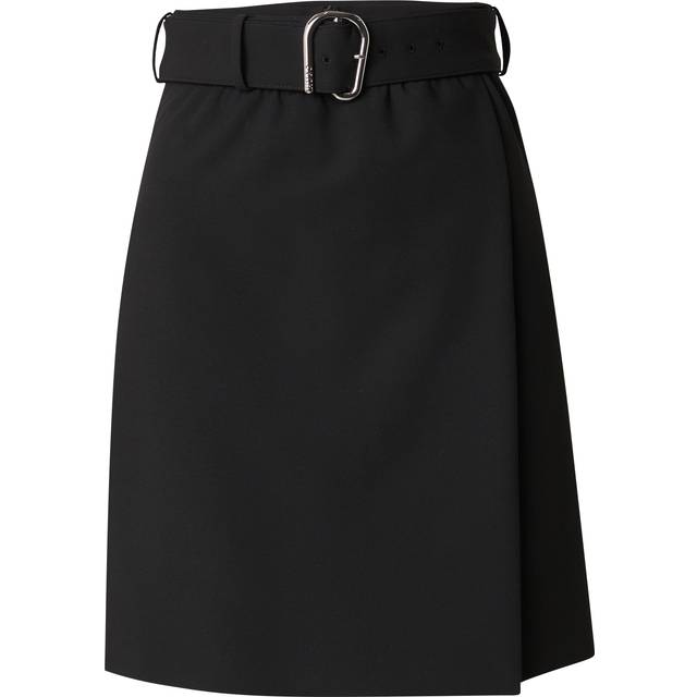 Belted mini skirt with wrap-style front - Black