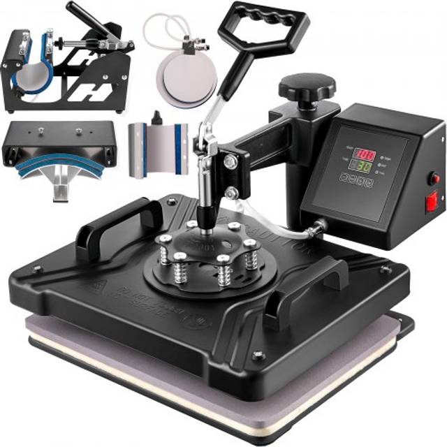 VEVOR 6 in 1 Transferpresse 1000 W 29 x 38 cm Hitzepresse Hitzepresse Maschine 0-210 °C DIY T-Shirtpresse mit digitaler LED-Temperatur- und Zeitkontrolle