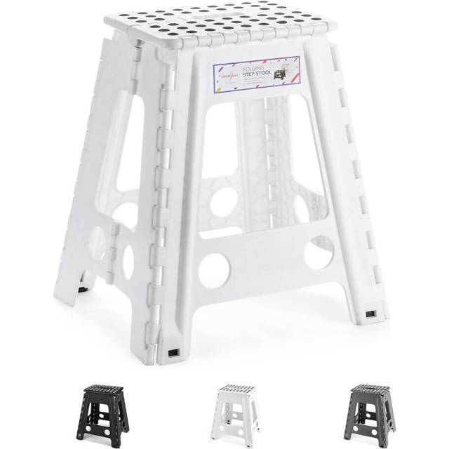 18 inch Tall Folding Step Stool for Adult - Large Heavy Duty Plastic Folding Step,Space Saving Folding Stool,Lightweight Step Stool,Easy Carry Fodable