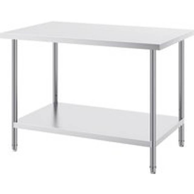 Stainless Steel Prep Table, 24 x 36 x 34 Inch, Heavy Duty Metal Worktable with 3 Adjustable Height Levels, Commercial Workstation for Kitchen Garage