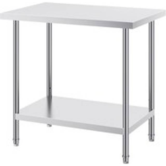 Mophorn - Stainless Steel Prep Table, 24 x 36 x 34 Inch, 750 lbs Load Capacity, Heavy Duty Metal Worktable with 3 Adjustable Height Levels,