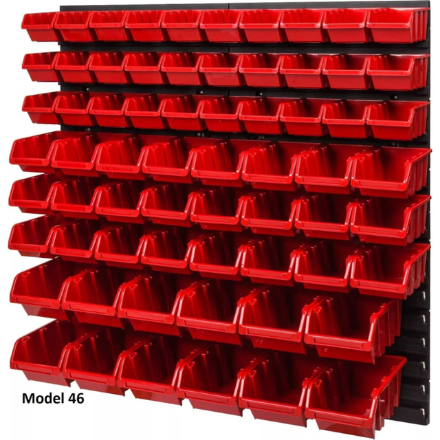 (Model 46) Wall Mounted Tool Peg Board Set Storage Bins