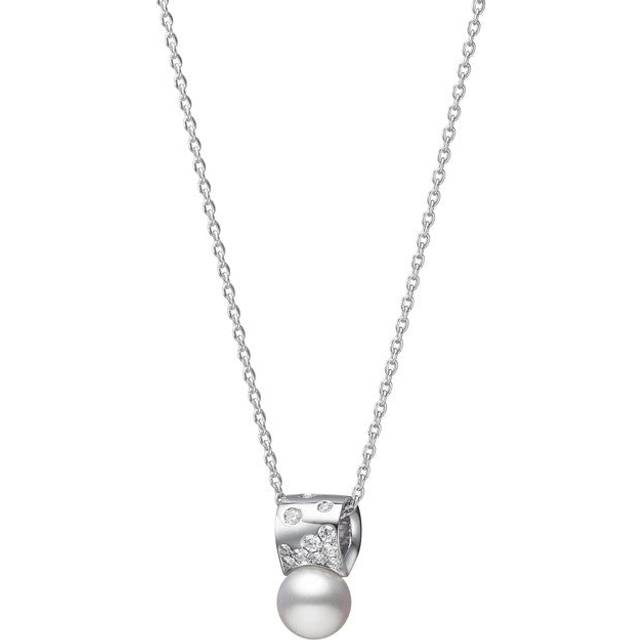 Mikimoto 18ct White Gold Akoya Pearl 0.18ct Diamond Universe Elements Necklace