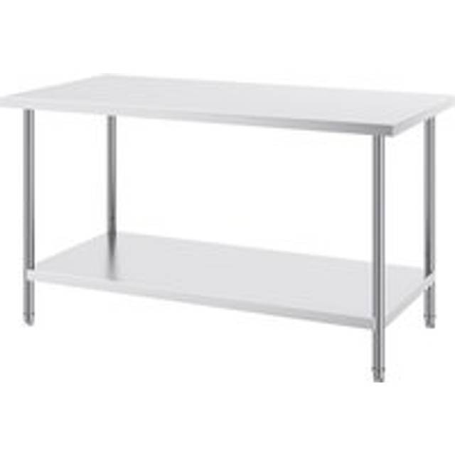 Mophorn - Stainless Steel Prep Table, 30 x 60 x 34 Inch, 910 lbs Load Capacity, Heavy Duty Metal Worktable with 3 Adjustable Height Levels,