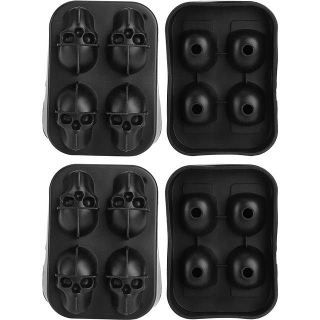 2Pcs 4-Grid Distinctive Skull Shape Ice Mold Silicone Ice Cubes Tray for Home Bar Use L