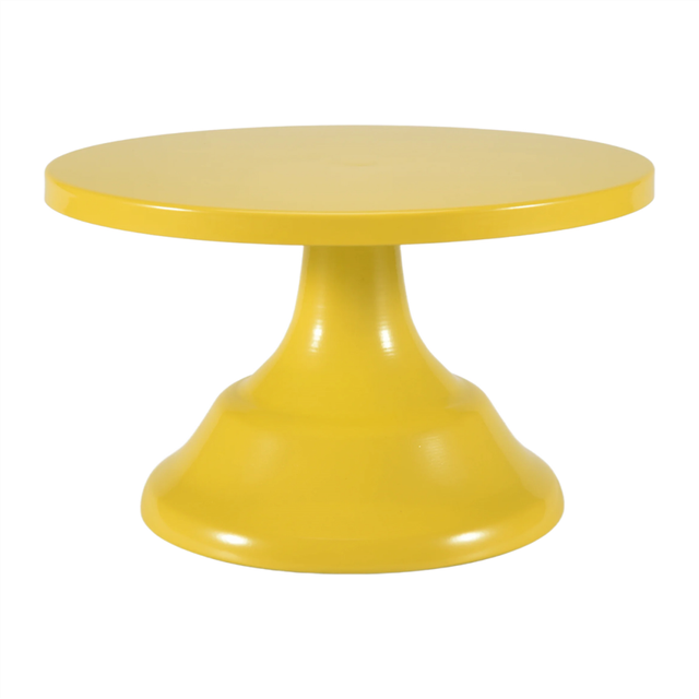 Metal Iron Cake Stand Round Pedestal Dessert Holder(Yellow S)